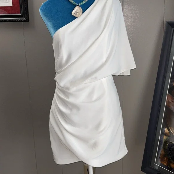 DO+BE White One Shoulder Sheath Dress for Brides - Picture 6 of 11